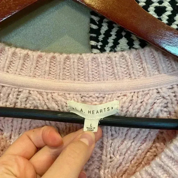 PACSUN LA HEARTS KNIT PINK SWEATER L - Picture 3 of 5